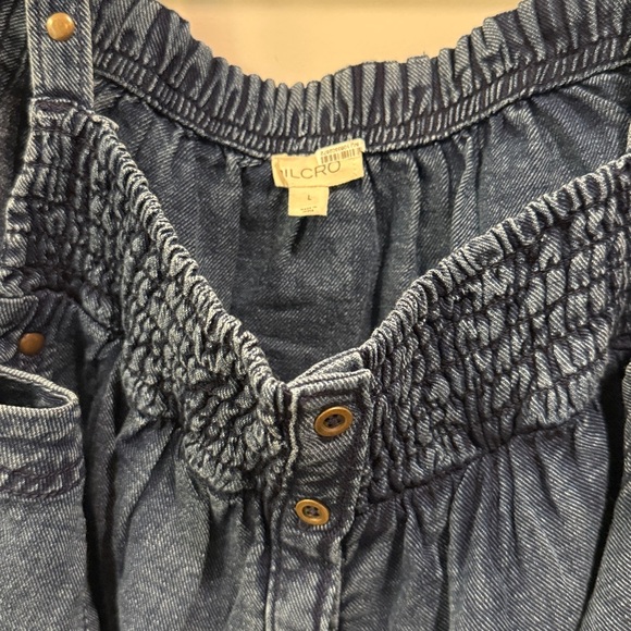 Anthropologie - Pilcro - Chambray Button-Front Bubble-Hem Top - Picture 8 of 12